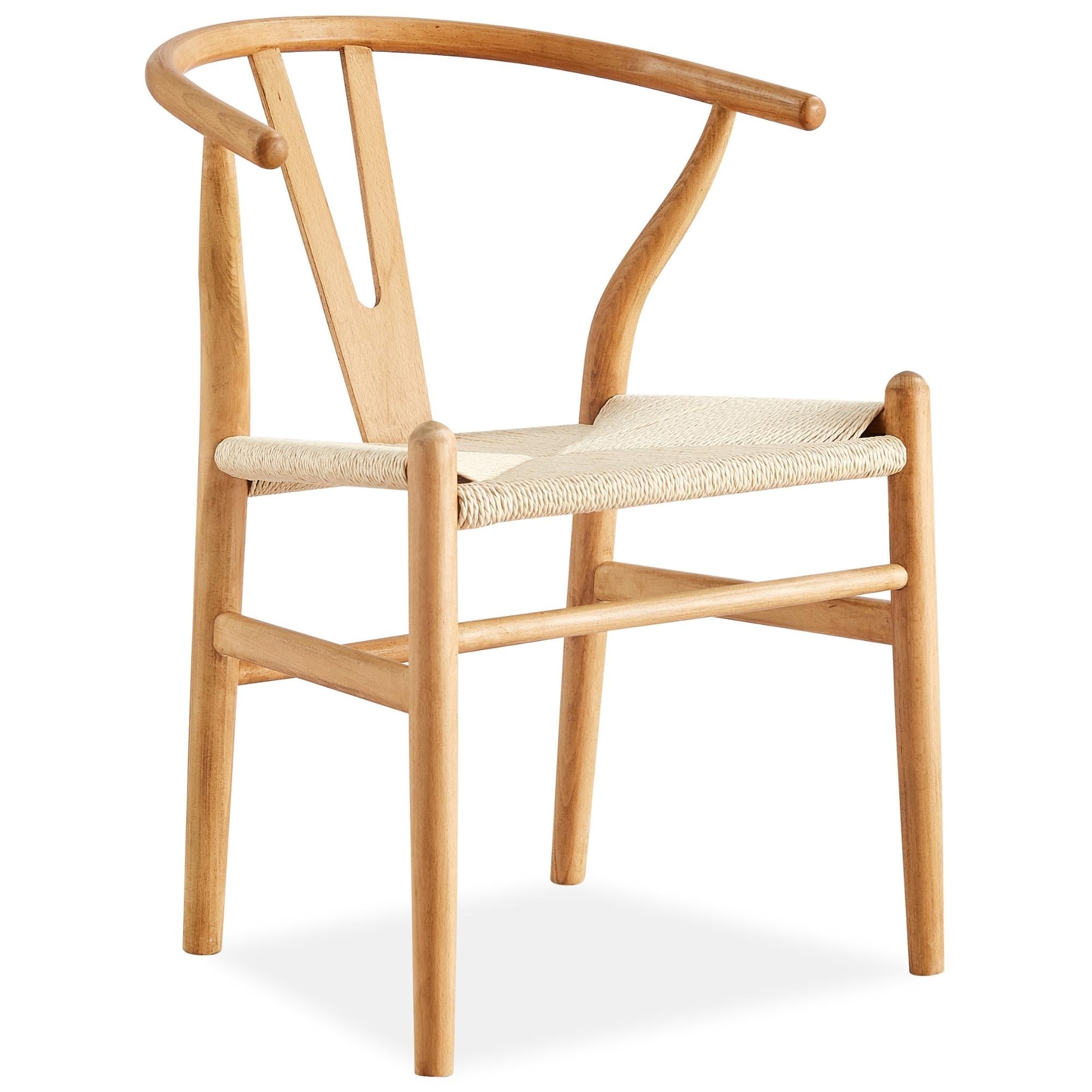 Anemone Set of 6 Wishbone Dining Chair Beech Timber Replica Hans Wenger Natural