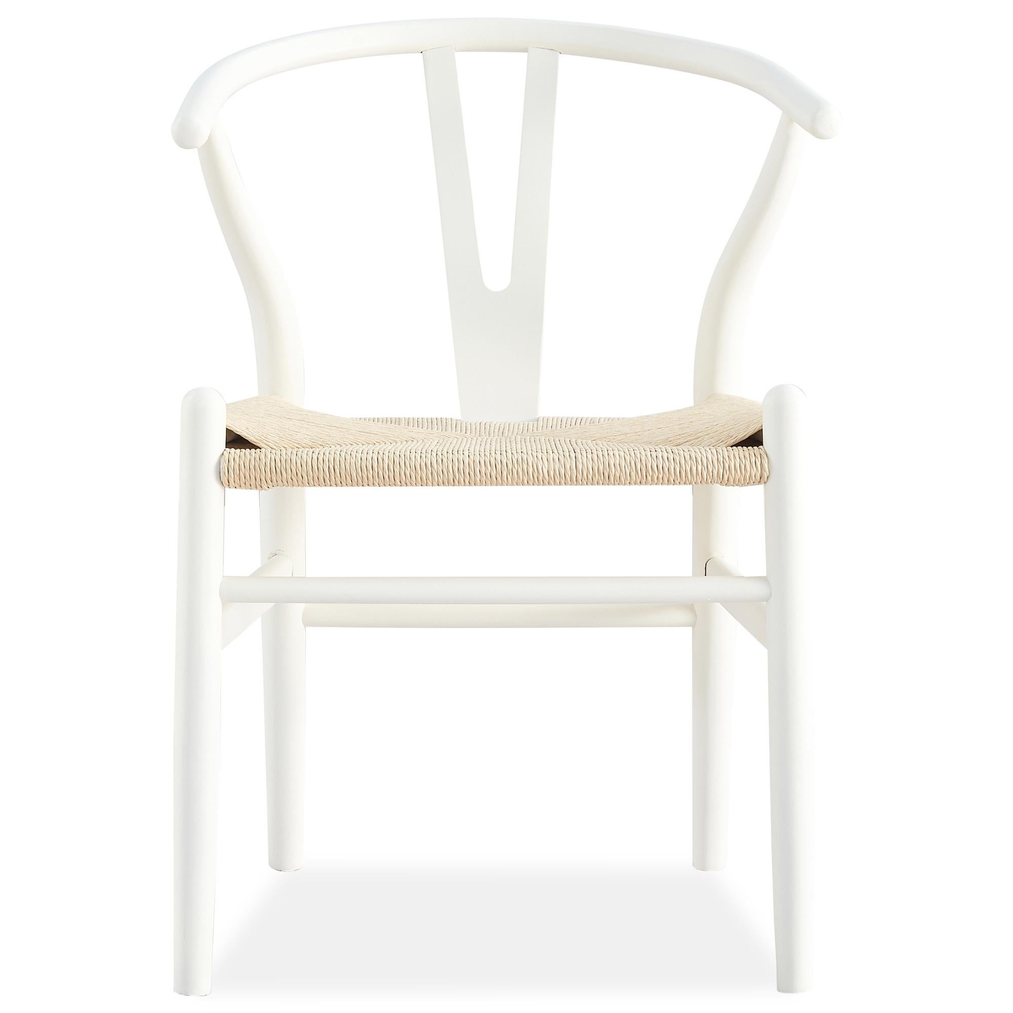 Anemone Set of 4 Wishbone Dining Chair Beech Timber Replica Hans Wenger - White
