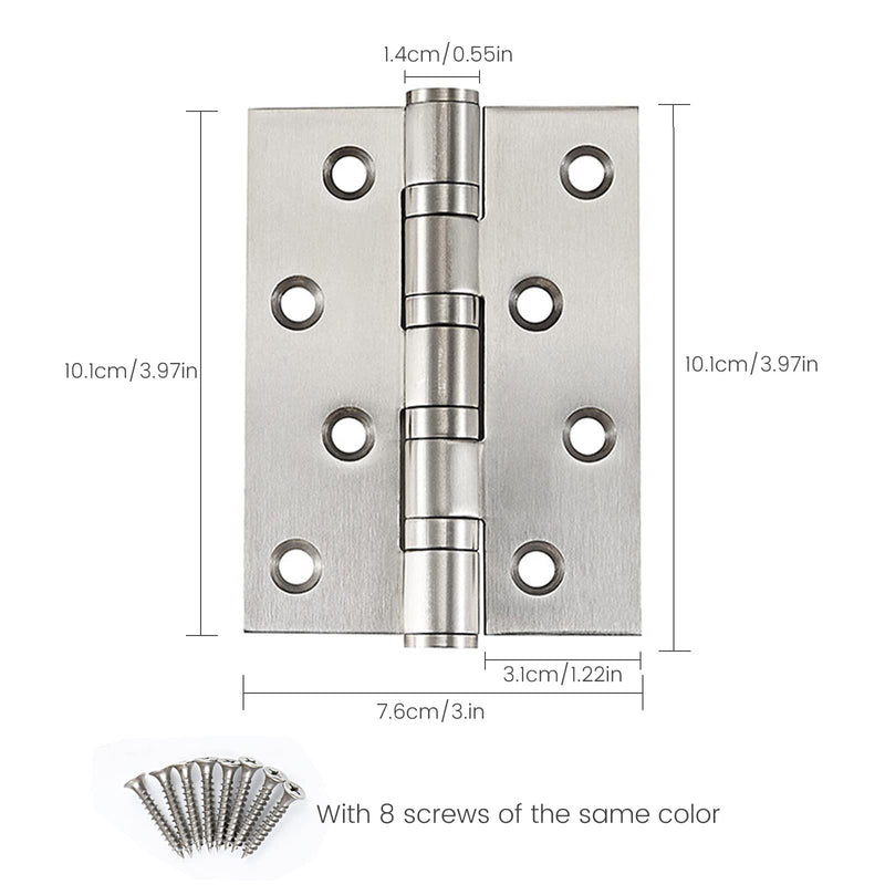304 Flat Pin Hinge Spring 2Pack 100mm Folding Butt Door Cabinet Hinges Folding Furniture Hardware