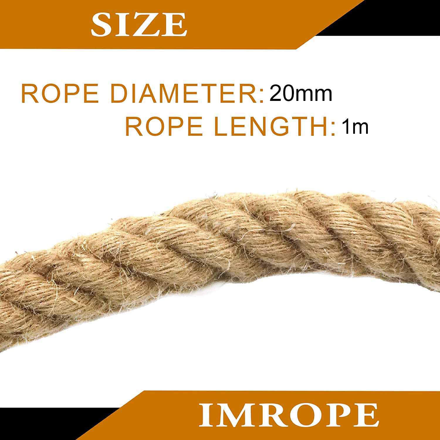 1m Sisal 20mm Rope Natural Twine Cord Thick Jute Hemp Manila Crafting Home Decor