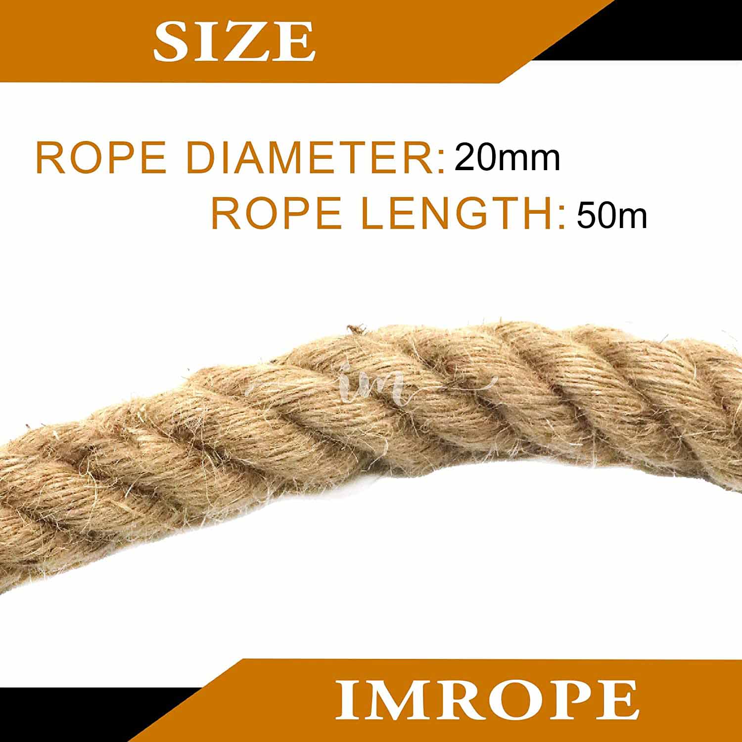 50m Sisal 20mm Rope Natural Twine Cord Thick Jute Hemp Manila Crafting Home Decor