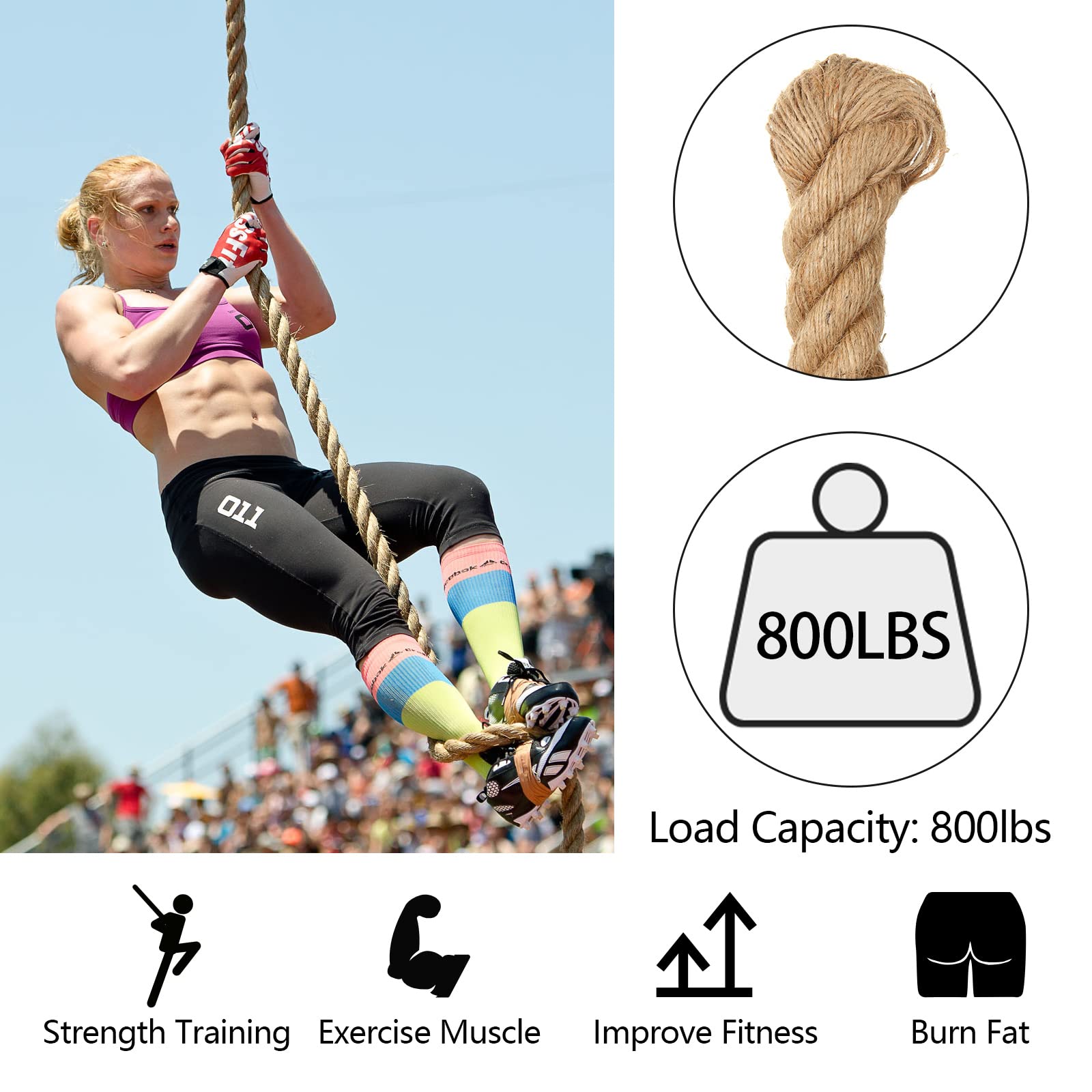 2m Sisal 40mm Rope Natural Twine Cord Thick Jute Hemp Manila Crafting Home Decor