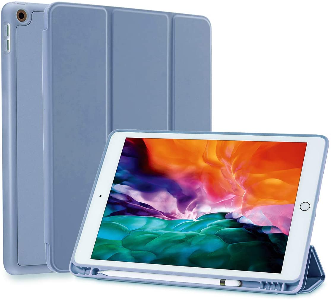 IPad 10.2 2019 7th Pencil Holder Slim Smart TPU Soft Case Lavender Color