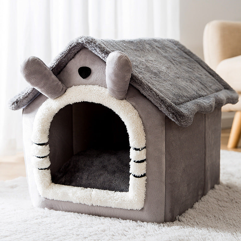 Medium Dog House Bed Portable Cat Bed Removable Cushion Cat Cave, Foldable Pets Puppy Kitten Rabbit