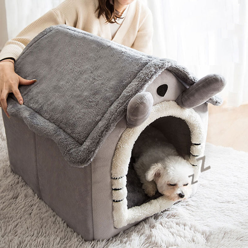 Small Dog House Bed Portable Cat Bed Removable Cushion Cat Cave, Foldable Pets Puppy Kitten Rabbit