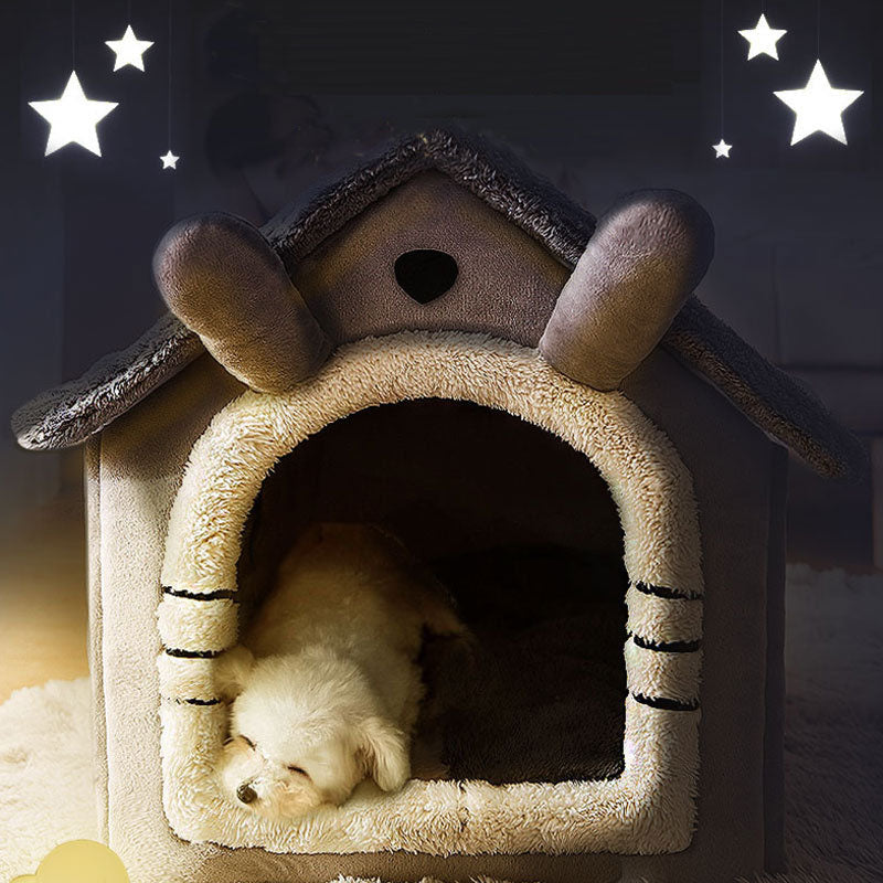 Small Dog House Bed Portable Cat Bed Removable Cushion Cat Cave, Foldable Pets Puppy Kitten Rabbit