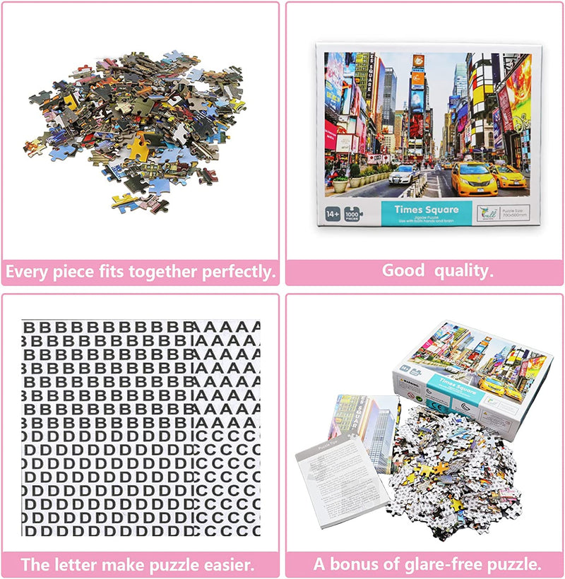 Jigsaw Puzzles for Adults 1000 Pieces Interesting Toys Brain Teaser Jigsaw Puzzles Unique Hard Puzzles Games(Times Square)