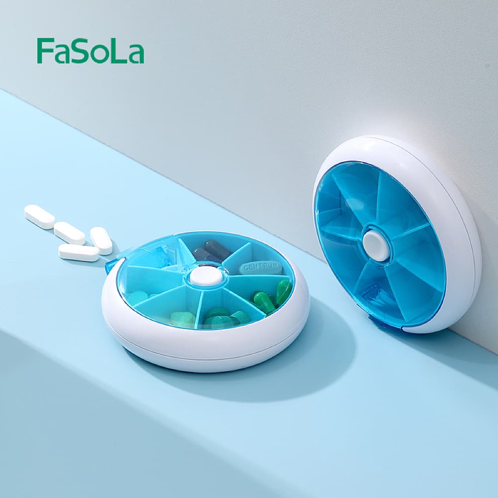 Fasola Rotating Seven-compartment Pill Box* Blue 9*2.5cm