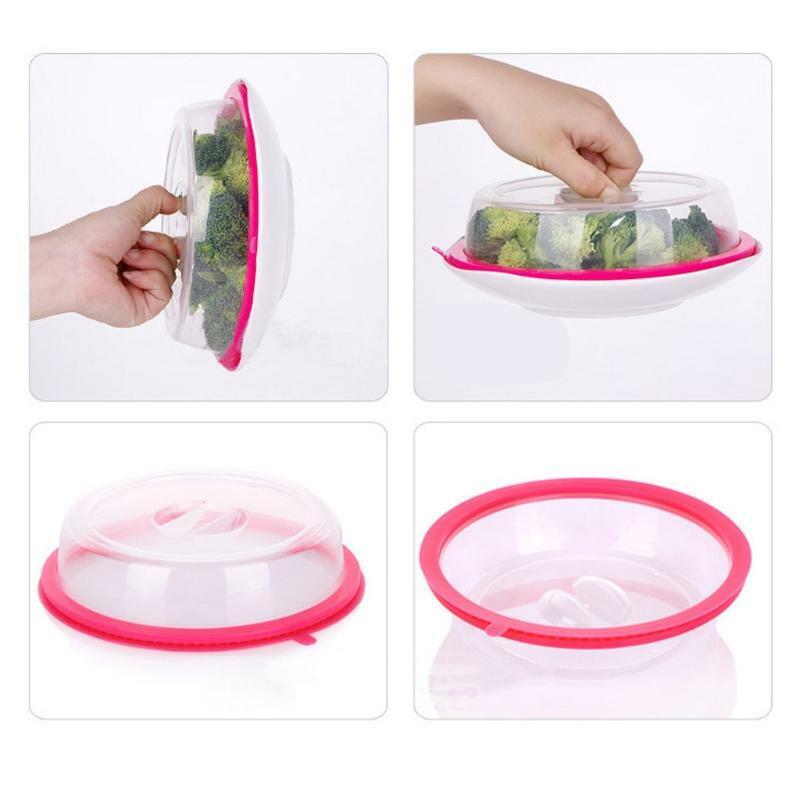 4 Sets Microwave Oven Plate Cover Non Stick Plastic Clear Dish Lid Table Dustproof