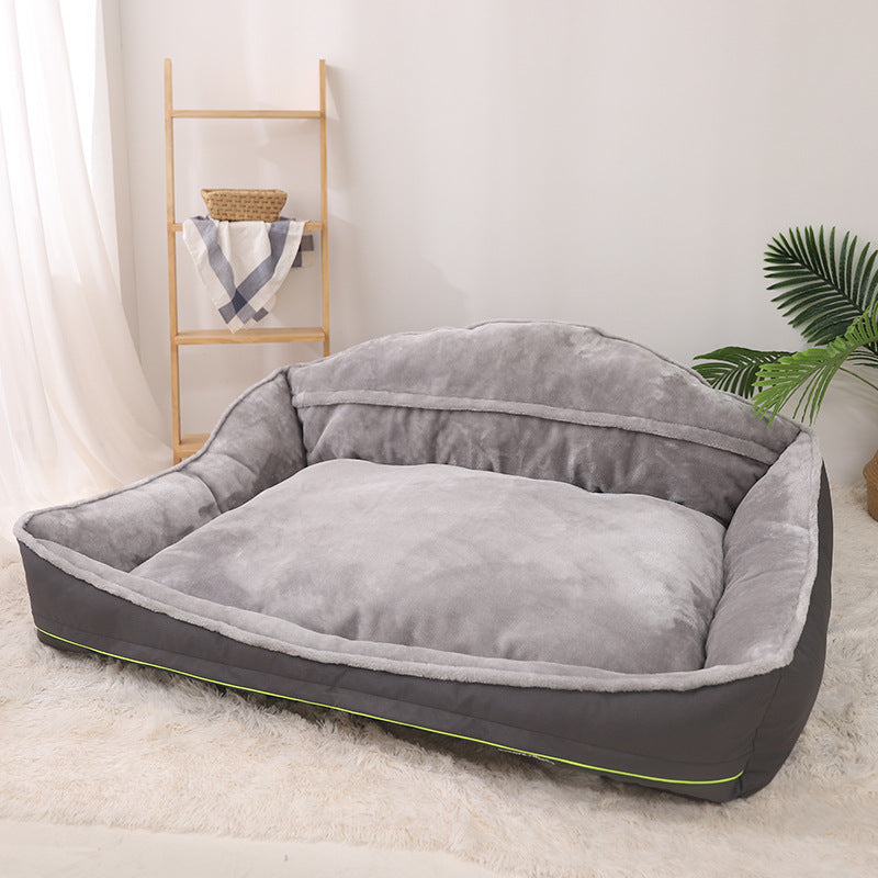 Sofa-Style Dog Bed Waterproof Washable Soft High Back Comfy Sleeping Kennel L