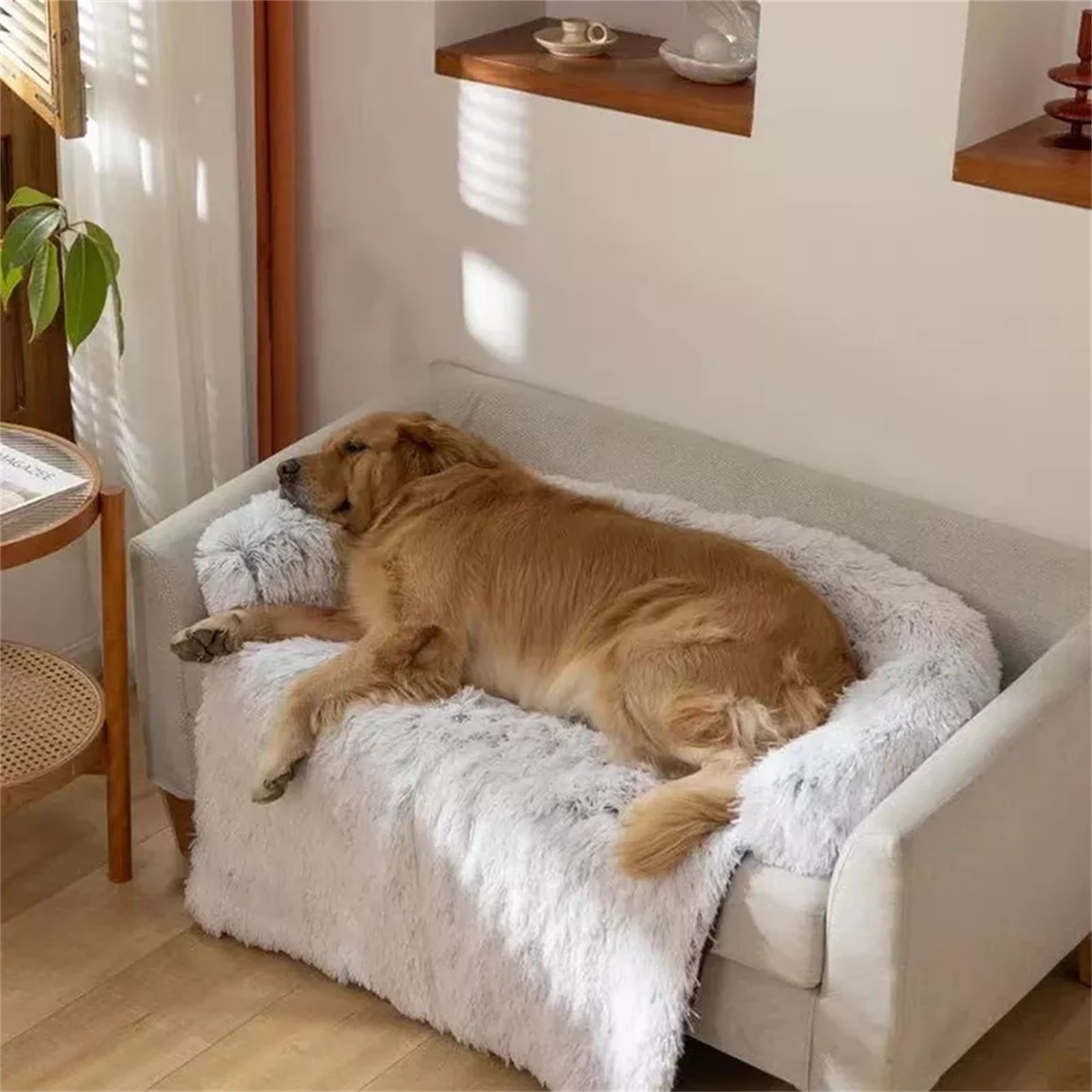 Kids Pet Sofa Bed Dog Cat Calming Waterproof Sofa Cover Protector Slipcovers L