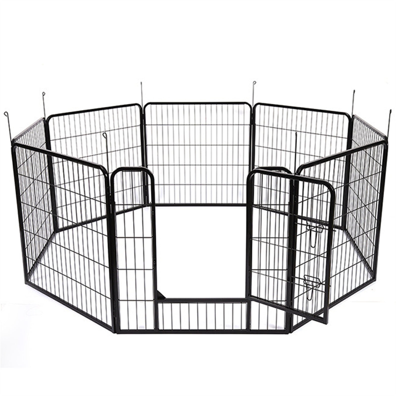 Heavy Duty Comfortable Pet Dog Game Fence Foldable 8 Panel Metal Dog Fence Black