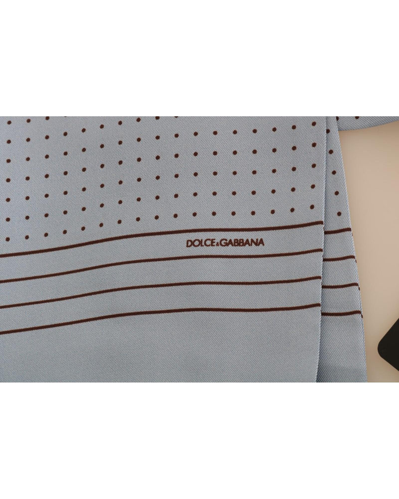 Dolce & Gabbana Blue Silk Polka Dot Fringed Scarf One Size Men