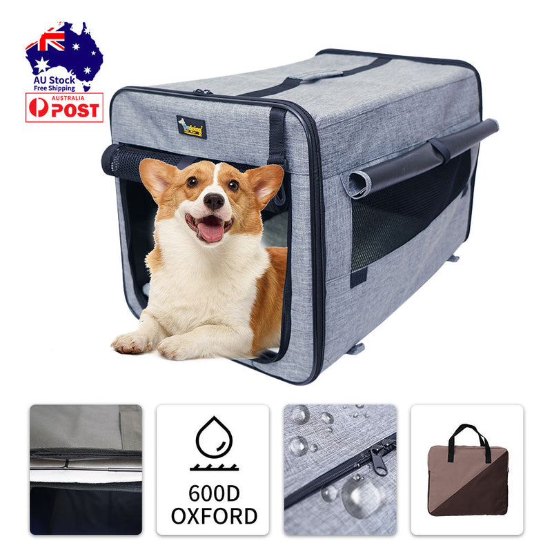 Pet Carrier Bag Soft Dog Crate Cage Kennel Tent House Foldable Portable Car Bed Navy Blue 70*52*53CM
