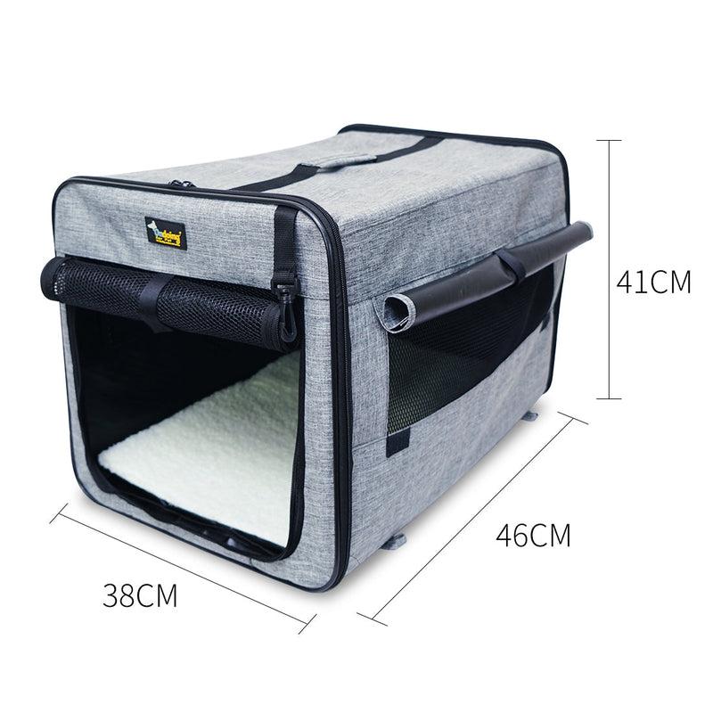 Pet Carrier Bag Soft Dog Crate Cage Kennel Tent House Foldable Portable Car Bed Brown 82*58*58CM
