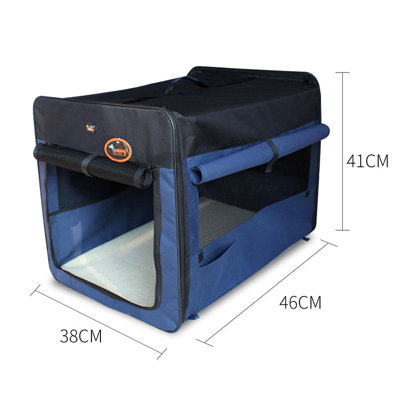Pet Carrier Bag Soft Dog Crate Cage Kennel Tent House Foldable Portable Car Bed Navy Blue 46x38x41CM