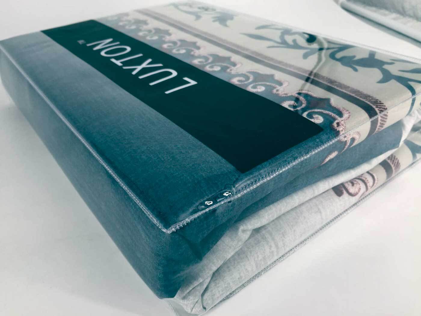 Luxton King Size 3pcs Teal Green Striped Floral Quilt Cover Set