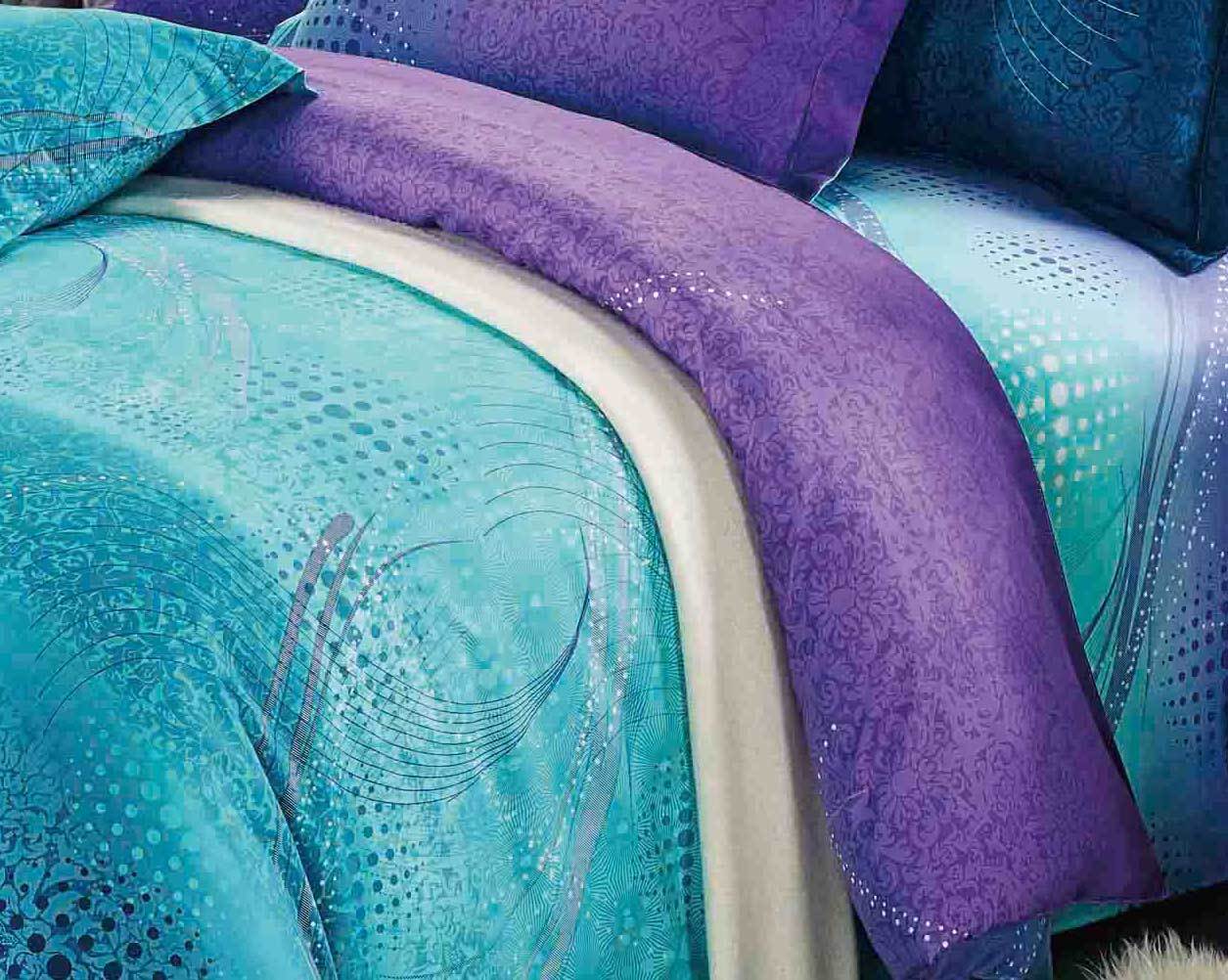 Luxton Queen Size Turquoise Aqua and Purple Quilt Cover Set(3PCS)