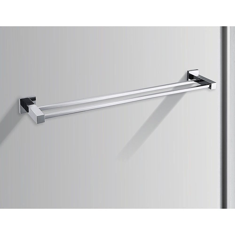 Double Classic Chrome Towel Bar Rail Bathroom