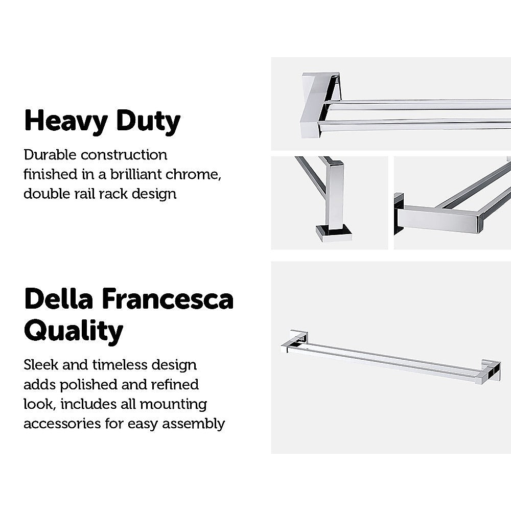 Double Classic Chrome Towel Bar Rail Bathroom
