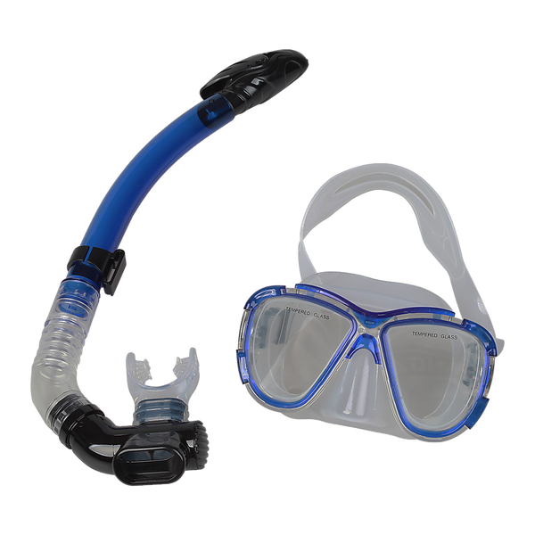 Adult Snorkeling Swimming Diving Mask & Snorkel - Quality Tempered Glass