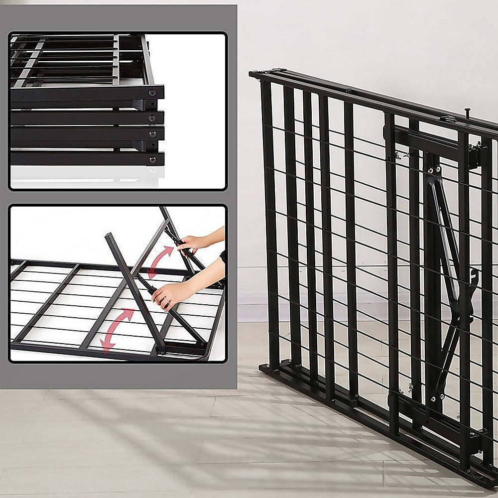 Queen Folding Metal Bed Frame Storage Platform Mattress Base