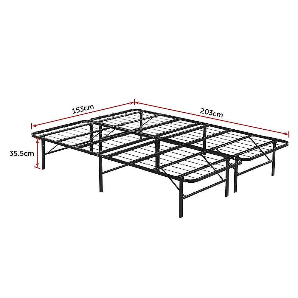 Queen Folding Metal Bed Frame Storage Platform Mattress Base