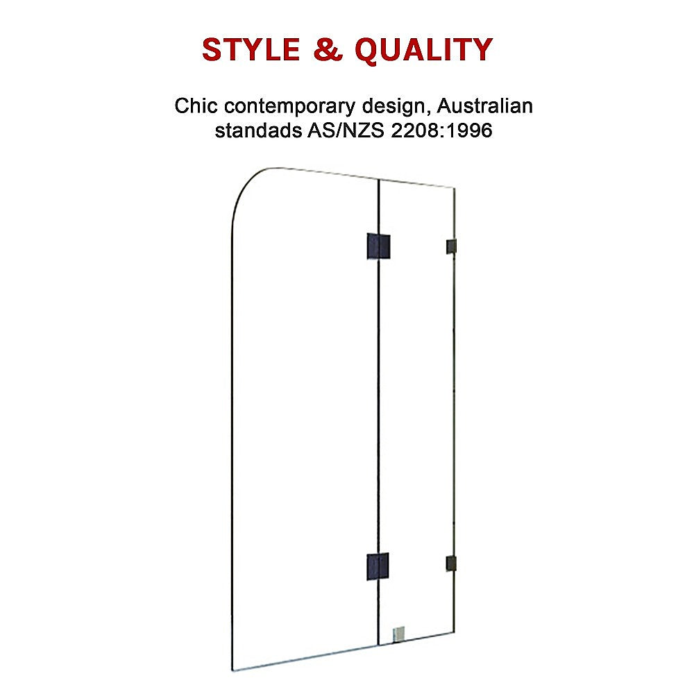 1200 x 1450mm Frameless Bath Panel 10mm Glass Shower Screen Glass Finish By Della Francesca