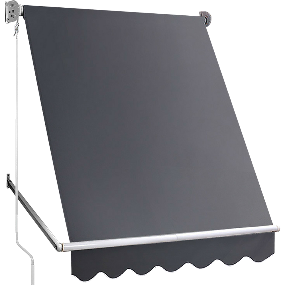 Retractable Fixed Pivot Arm Window Awning Patio Garden Blinds 2.4m x 2.1m Grey