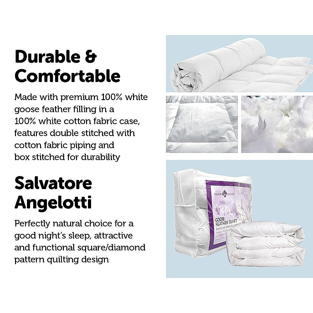 100% White Goose Feather Duvet / Doona /Quilt King Single