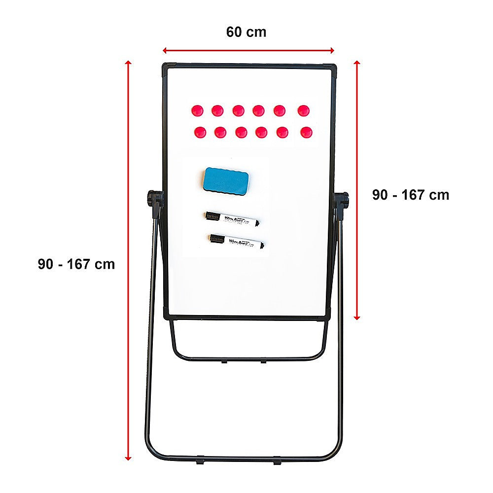 60 x 90cm Magnetic Whiteboard Double-Sided Writing Dry Erase Adjustable Stand