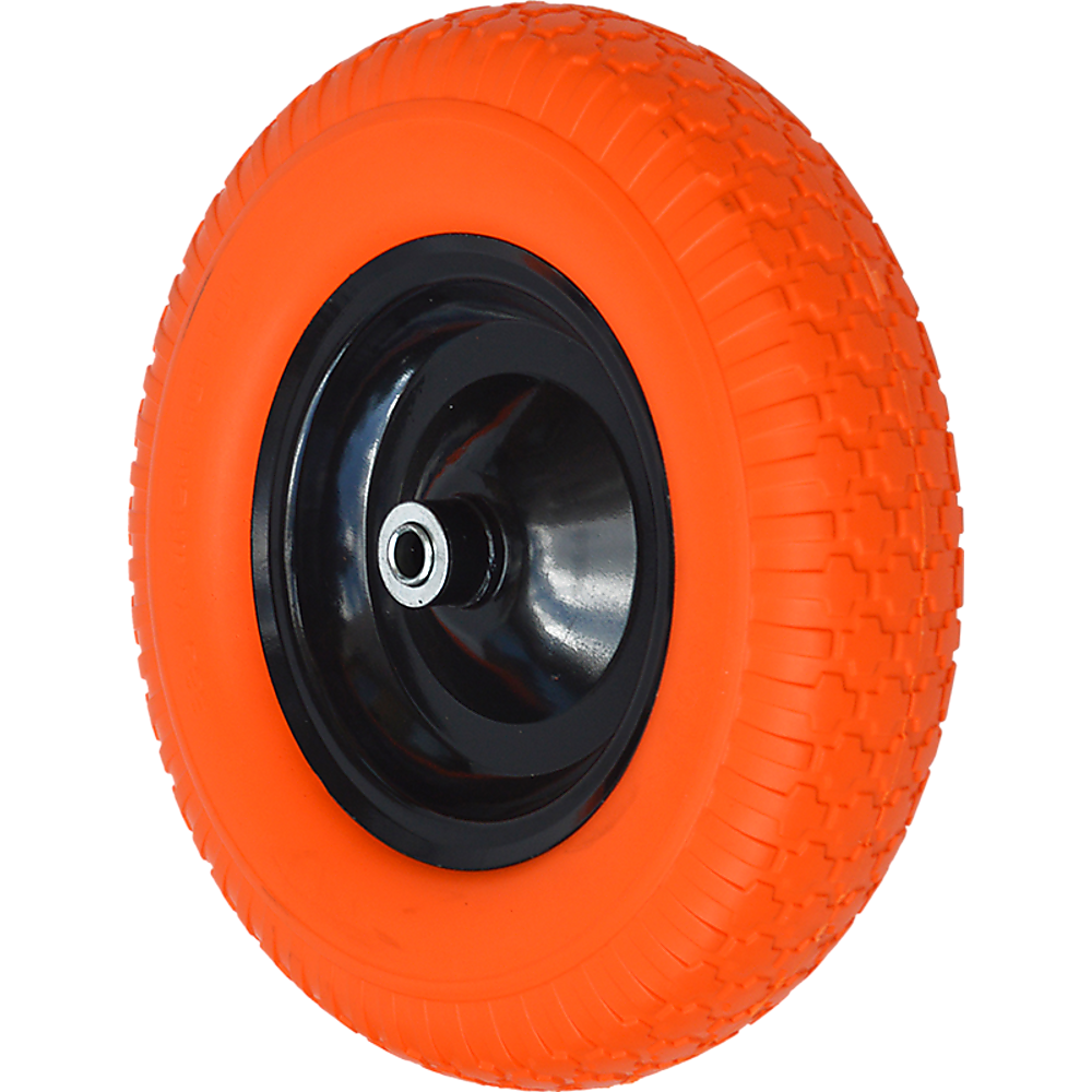 16" Flat Free Wheel Barrow Wheelbarrow Tire Solid Foam 5/8 Axle Cart Wagon