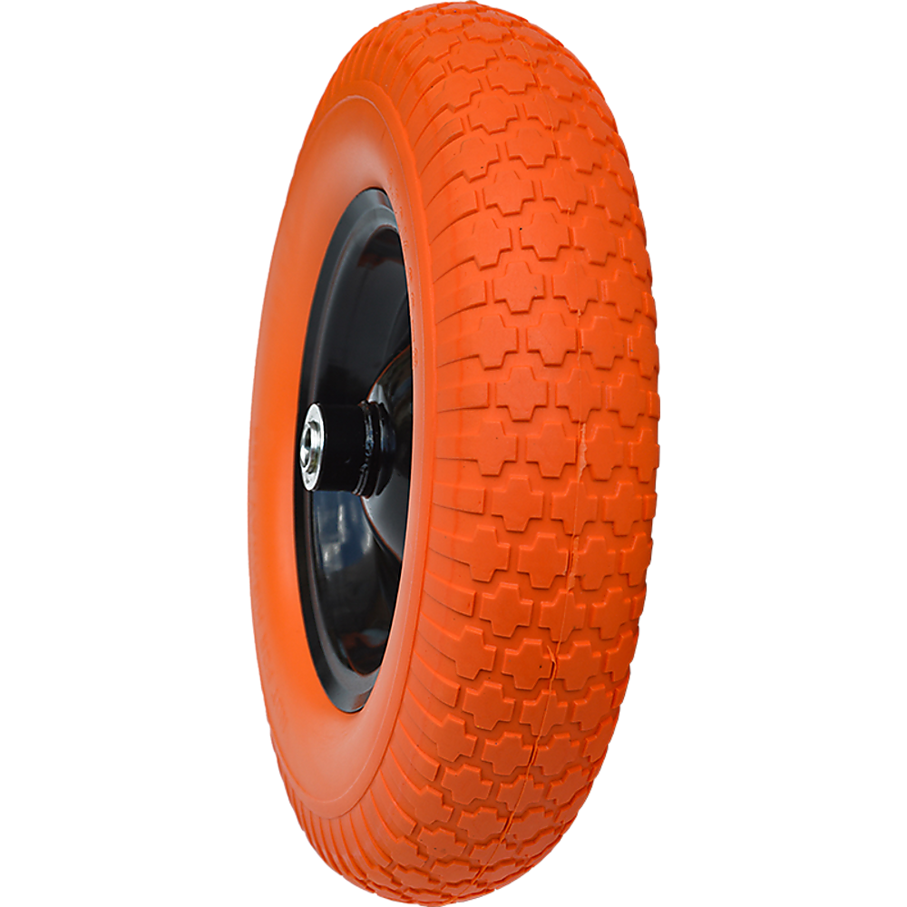 16" Flat Free Wheel Barrow Wheelbarrow Tire Solid Foam 5/8 Axle Cart Wagon