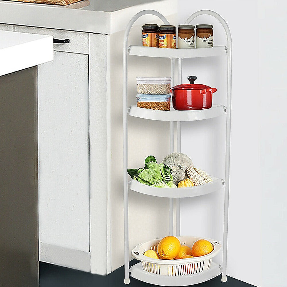 Kitchen Corner Shelf White Caddy Kitchen Shelves Organiser Bath and Kitchen Storage Rack 4