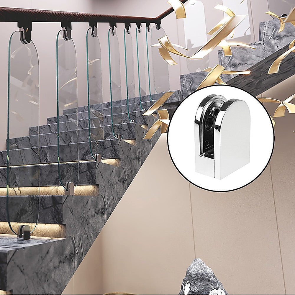 Chrome Bracket for Glass Balustrade Panels - Set of 2