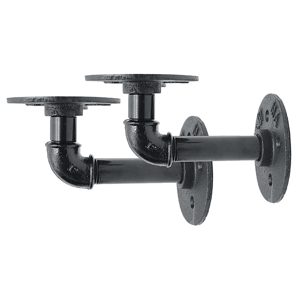Industrial Black Iron Pipe Bracket Wall Mounted Floating Shelf - Set of 2