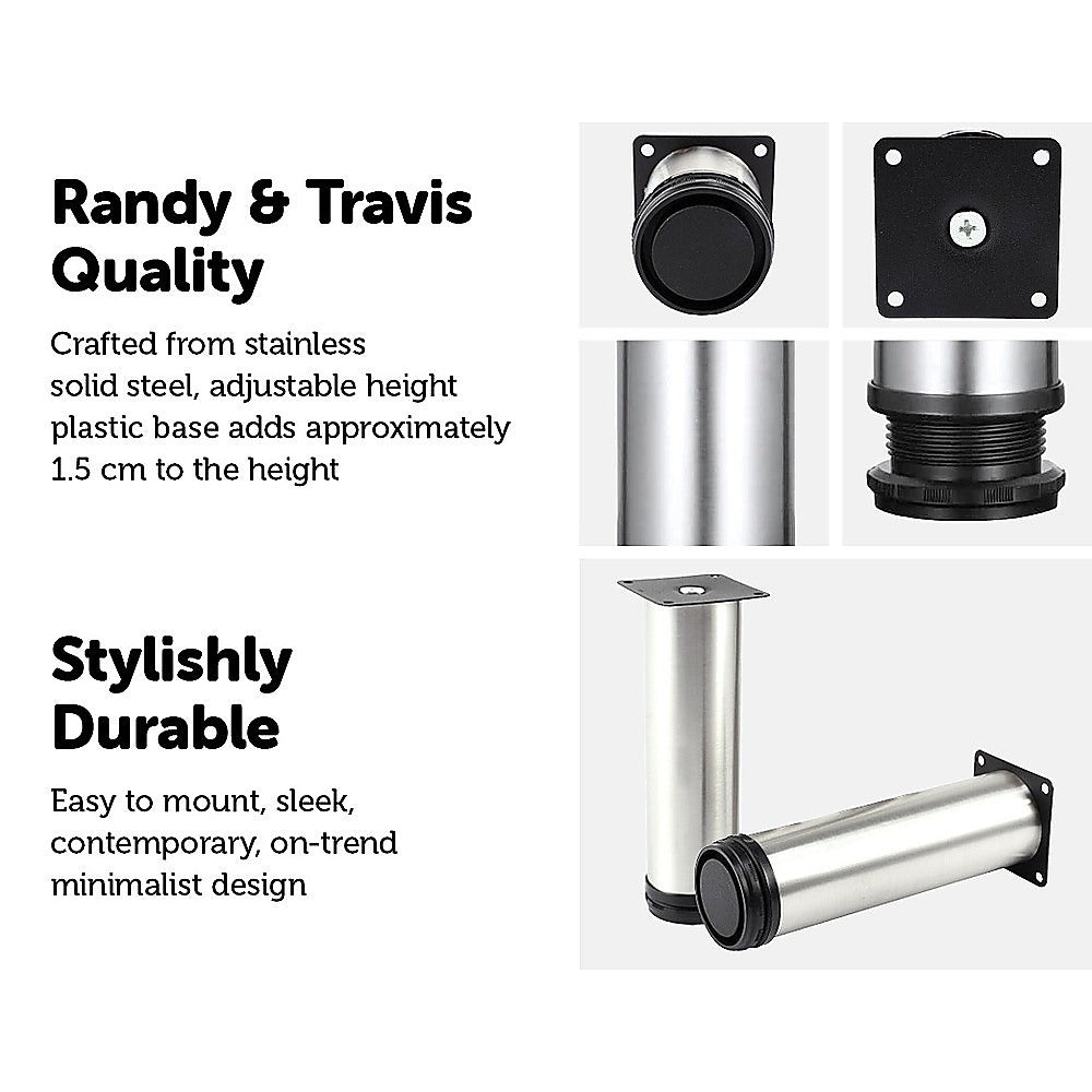 4x 15cm Adjustable Round Cupboard Table Sofa Bed Feet Furniture Leg