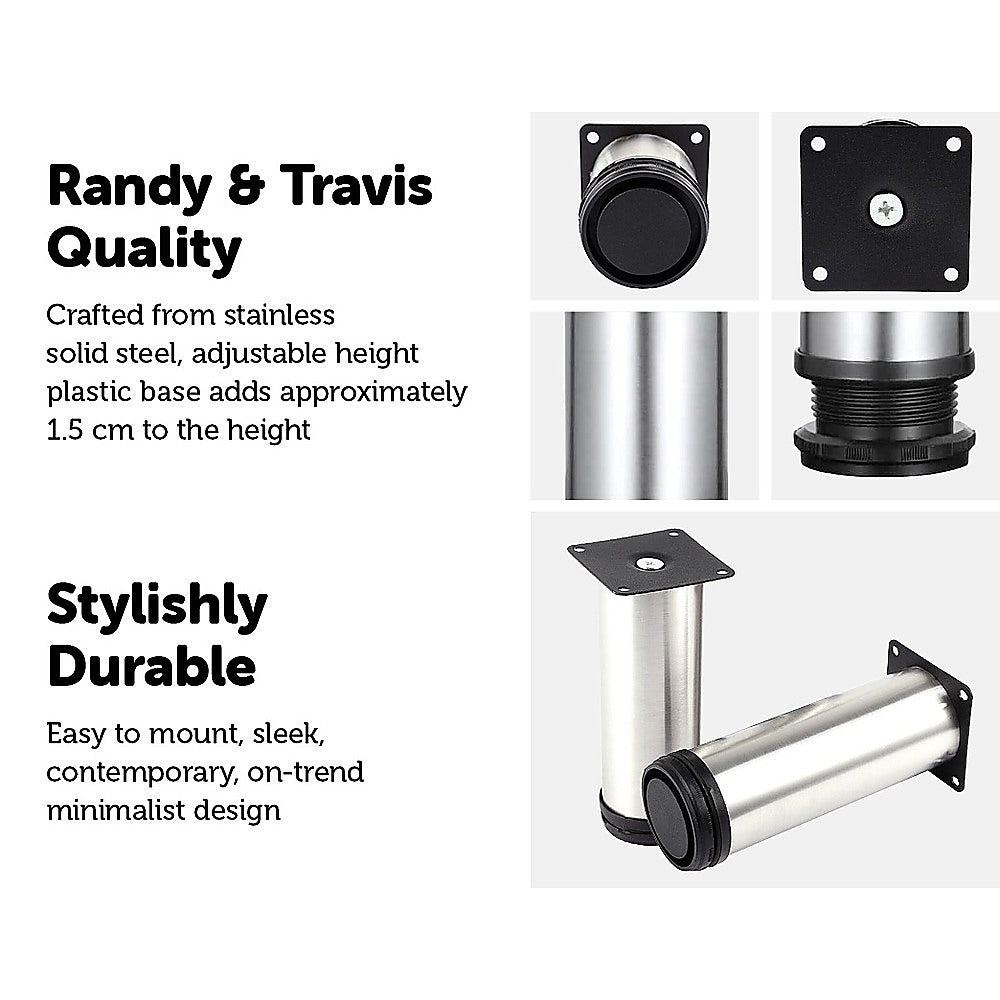 4x 12cm Adjustable Round Cupboard Table Sofa Bed Feet Furniture Leg