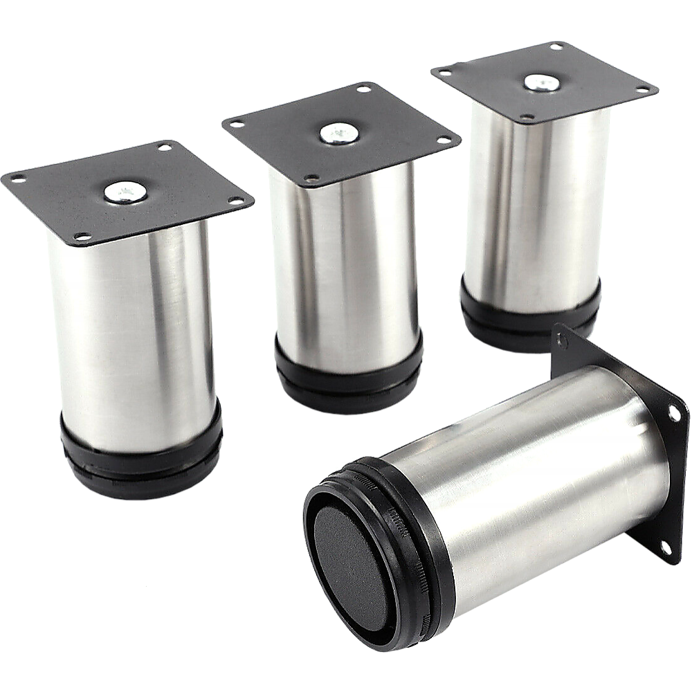 4x 10cm Adjustable Round Cupboard Table Sofa Bed Feet Furniture Leg