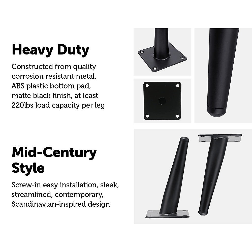 4 x 15cm Metal Furniture Legs Mid Century Retro Scandinavian Danish Sofa Feet