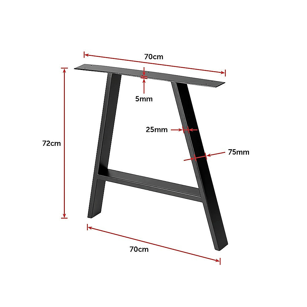 2x Rustic Dining Table Legs Steel Industrial Vintage 71cm