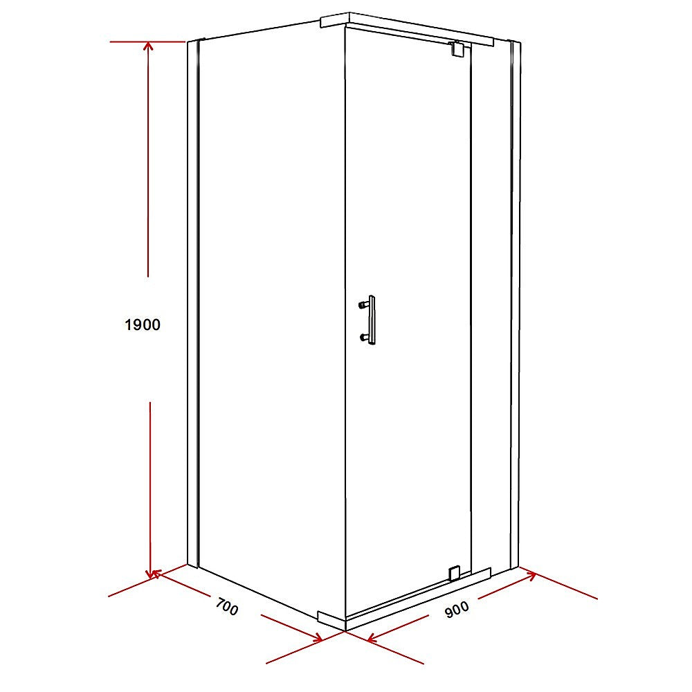 Shower Screen 900x700x1900mm Framed Safety Glass Pivot Door By Della Francesca