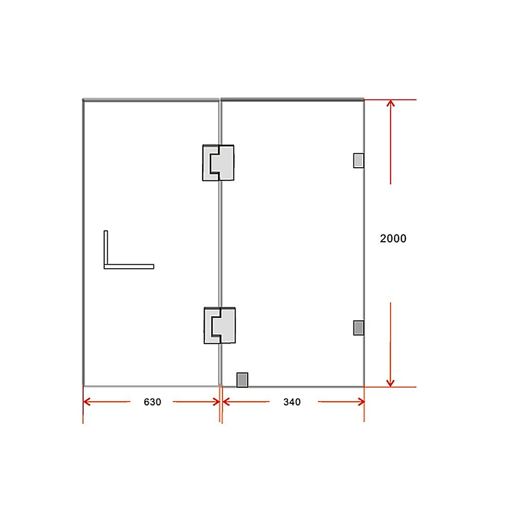 100 x 200cm Wall to Wall Frameless Shower Screen 10mm Glass By Della Francesca