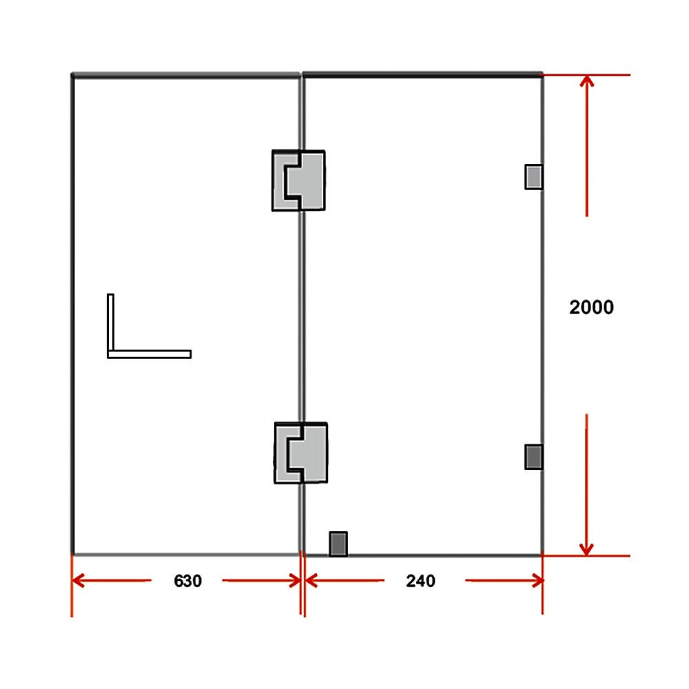 90 x 200cm Wall to Wall Frameless Shower Screen 10mm Glass By Della Francesca