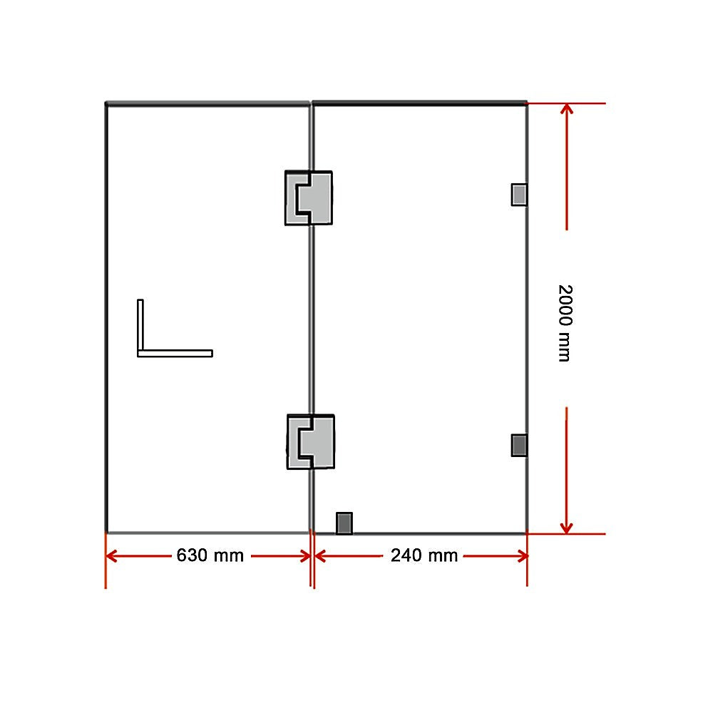 90 x 200cm Wall to Wall Frameless Shower Screen 10mm Glass By Della Francesca