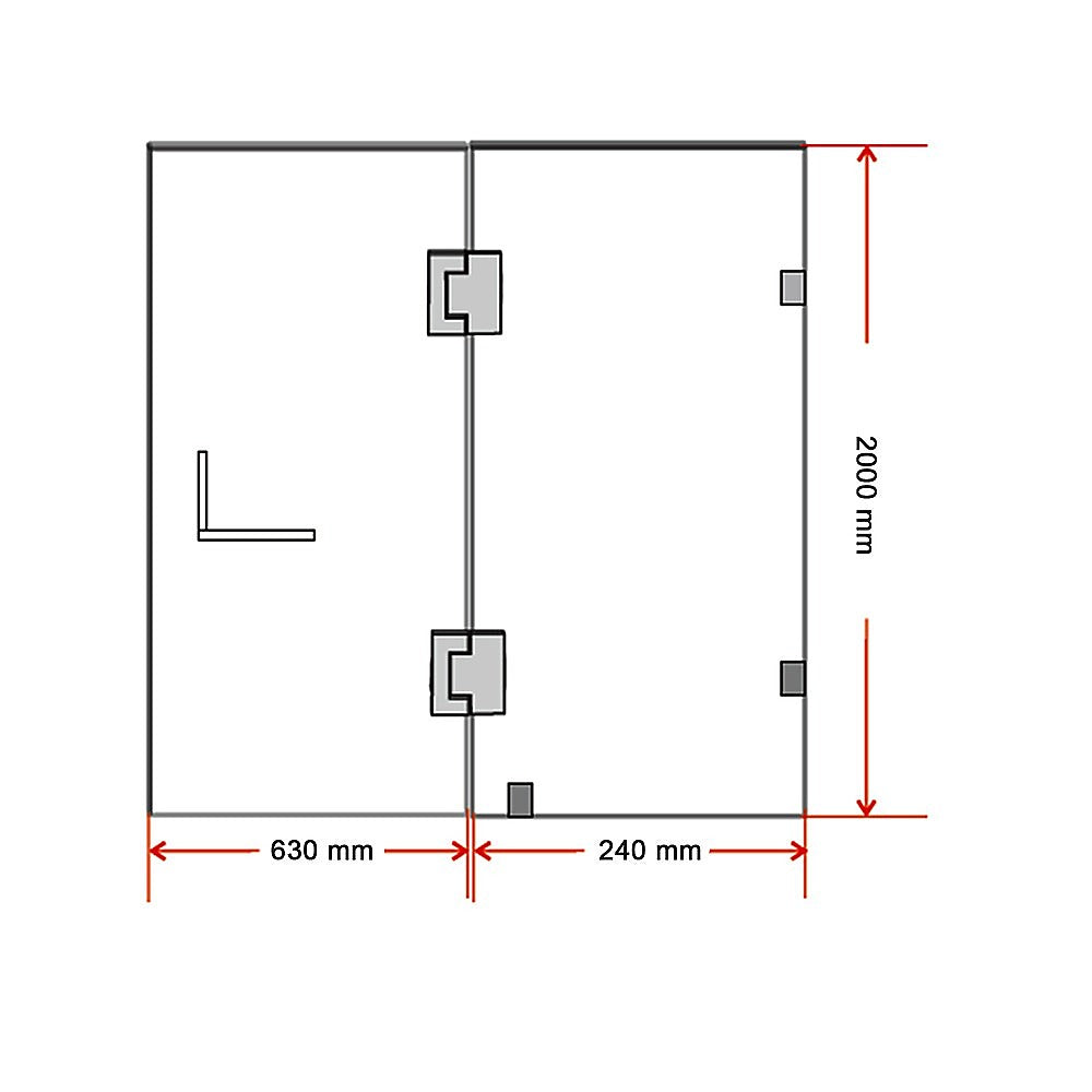 90 x 200cm Wall to Wall Frameless Shower Screen 10mm Glass By Della Francesca