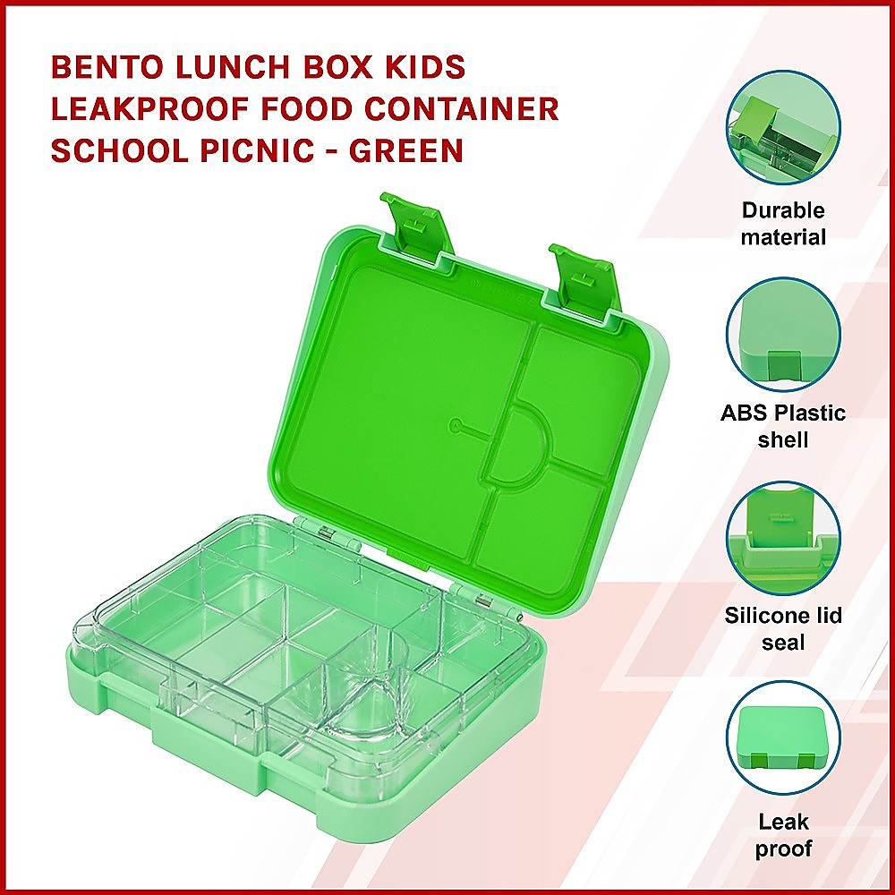 Bento Lunch Box Kids Leakproof Food Container School Picnic - Green