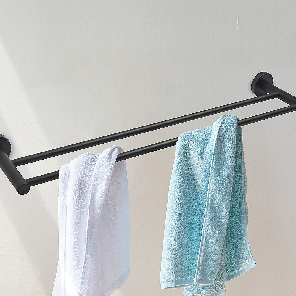Single Classic Towel Bar Rail Bathroom Electroplated Matte Black Finish