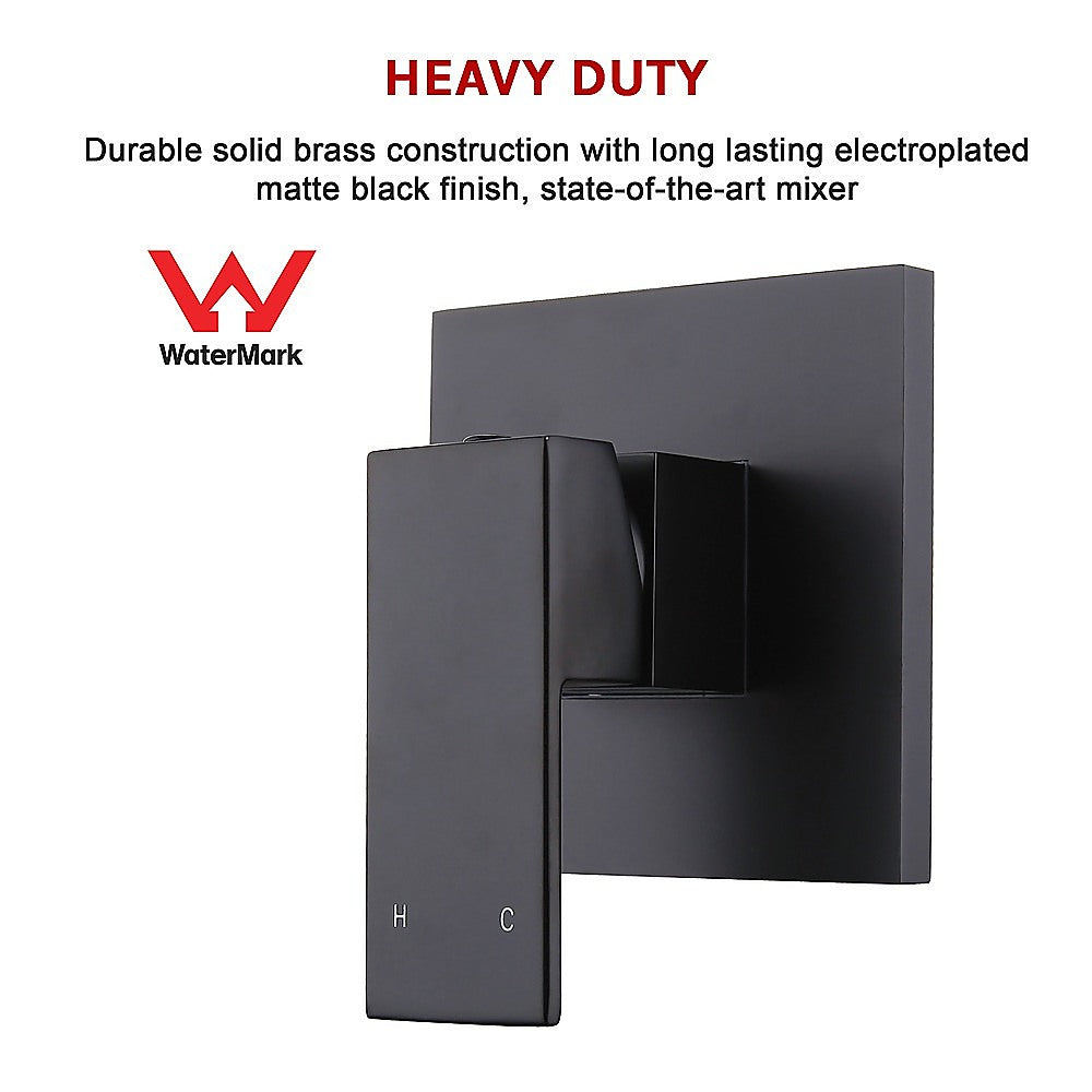 Polished Black Bathroom Shower Wall Mixer w/ WaterMark