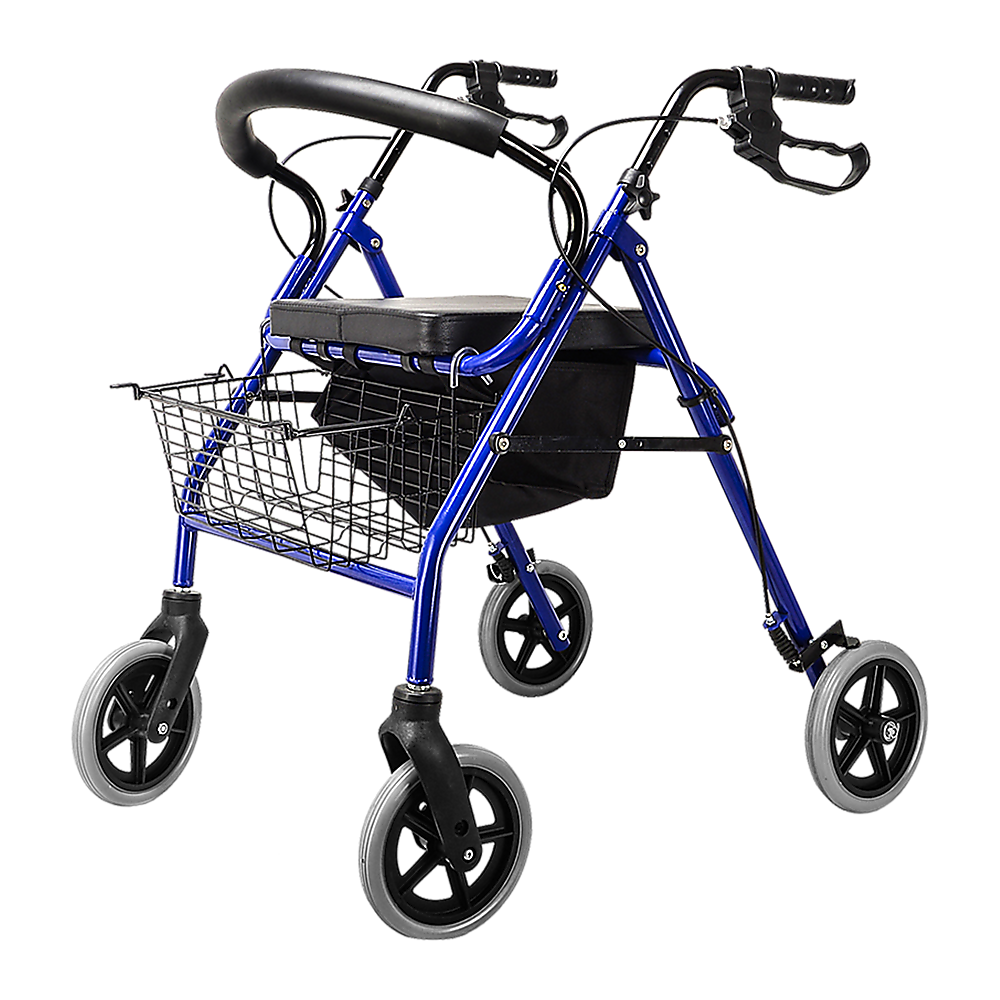 Rollator Walker Walking Frame With Wheels Zimmer Mobility Aids Seat Blue